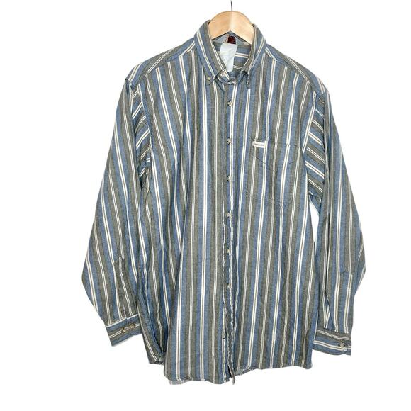 Carhartt Vintage Mens Striped Shirt Size L Work Chore Engineer Twill Button up - Picture 1 of 6
